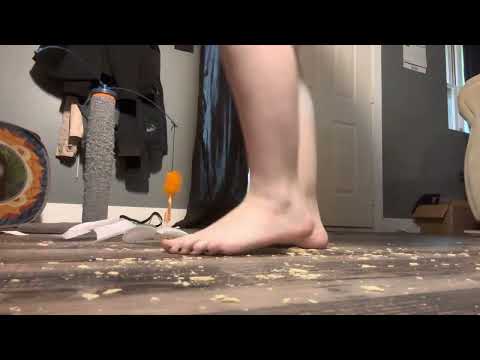 spitting, crushing, and stepping feet ASMR
