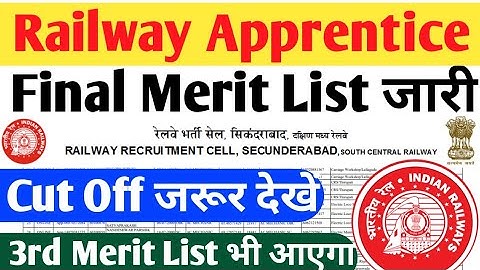 Railway Apprentice Final Merit list 2022, SCR Apprentice Second Joining Merit list,3rd DV Merit list