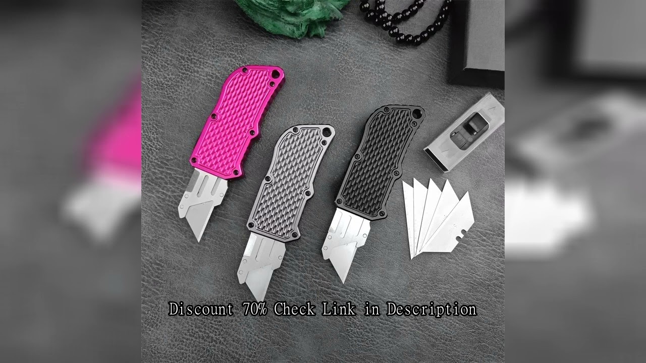 Boxs Cutter Outdoor Quick Open Folding Knife 440C Blade Aluminum Handle with 5PCS Replacement Blade