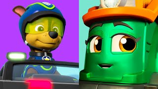 Chase & Nate And Skye & Faye Team Up Mighty Express & Paw Patrol Cartoons For Kids