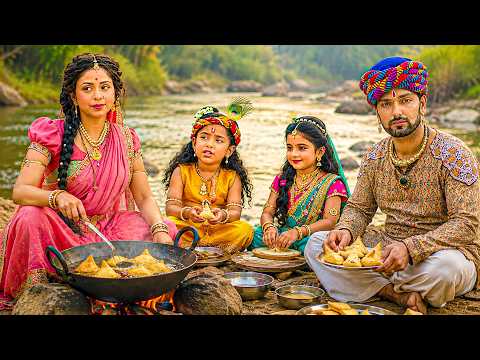 यशोदा मैया ने बाल कान्हा और राधा के लिए बनाए गरमा-गरम समोसे | यशोमती मईया के नंदलाला | Krishan leela