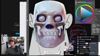 Stylized art study and chatting! Painting a skull 💀✏️