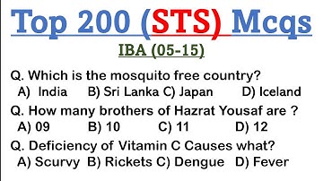 Top 200 Important IBA STS (05 to 15) Past Papers Mcqs | iba sts 5 to 15 past papers | sts question