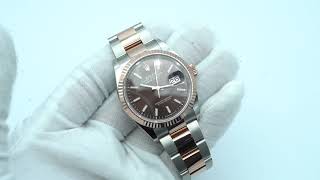 Rolex 126231 Datejust 36 mm 18K Rose Gold Fluted Bezel Brown Index
