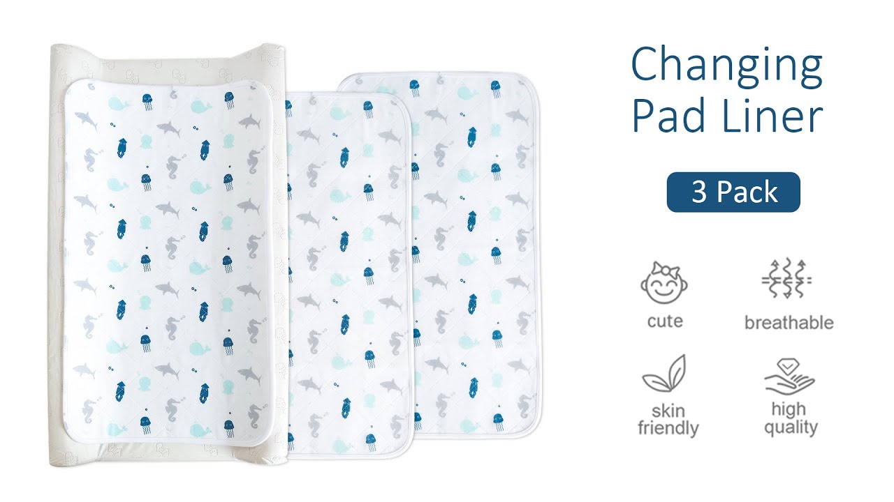 Biloban Changing Pad Liners - 3 Pack, Waterproof, Anti-Slip & Washable