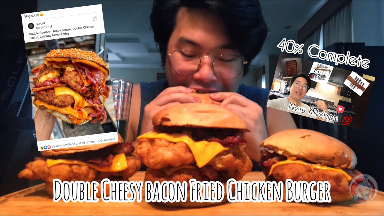 DOUBLE CHEESY BACON FRIED CHICKEN BURGER