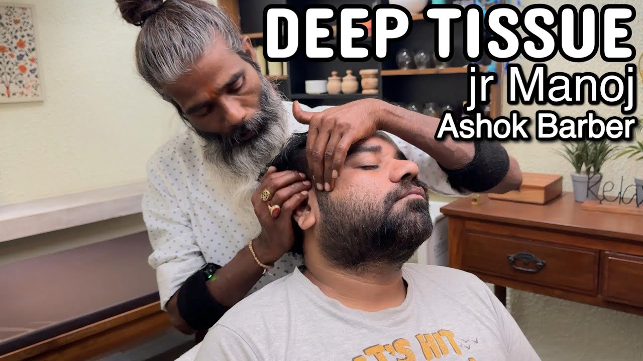 Best Deep Tissue Head Massage By Jr Manoj ( Ashok Barber) #IndianBarber #sensoryoverload #relaxation
