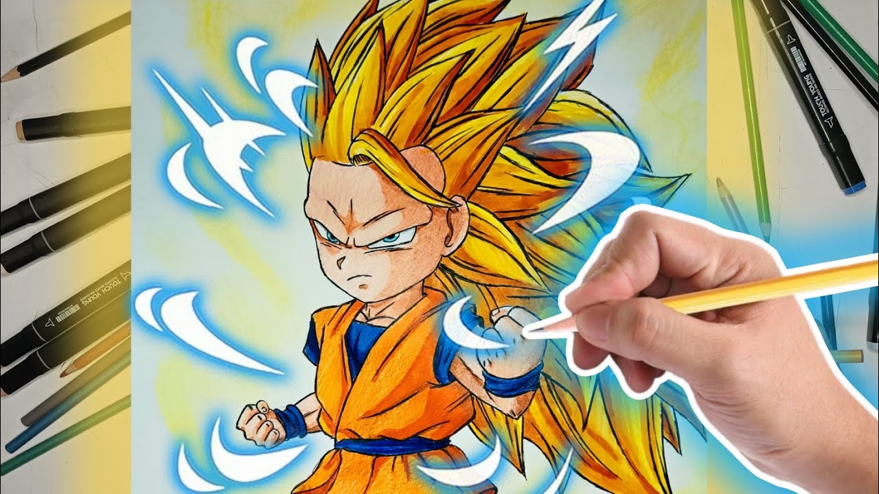 Cómo DIBUJAR a GOKU SSJ 3 versión DAIMA Paso a Paso - YouTube