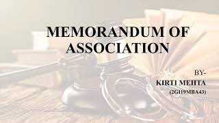 Details MEMORANDUM OF ASSOCIATION (MOA) News