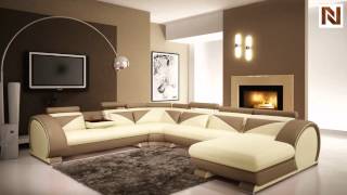 Modern Beige And Light Brown Leather Sectional Sofa With Headrests VGEV7395-4 from VIG Furniture Modern Beige And Light Brown Leather Sectional Sofa With Headrests VGEV7395-4 from VIG Furniture