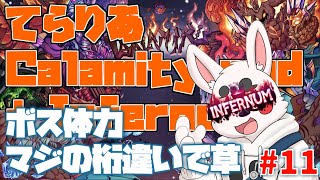 【Terraria Calamity mod】超高難易度十一日目　プレイ時間100いくでこれマズイで【Infernum mode】