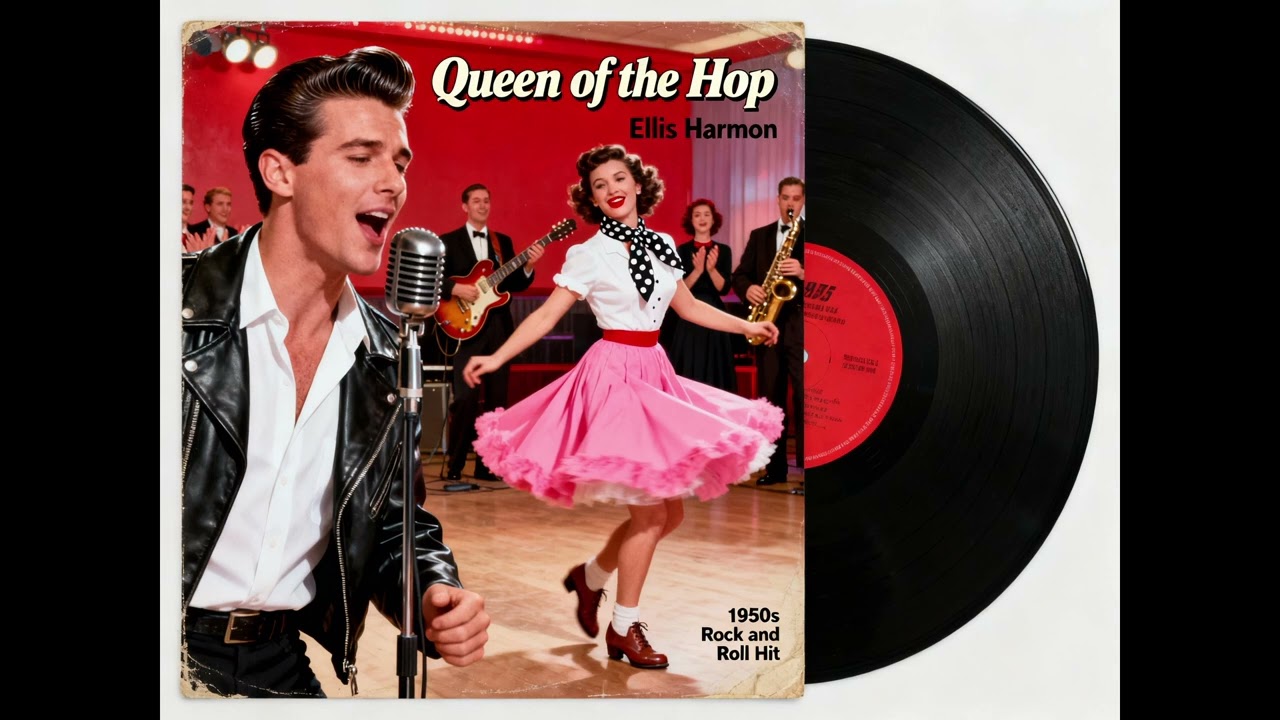 Queen of the Hop — Upbeat 1950s Rock and Roll Dance Track with Driving Rhythm and Retro Style
