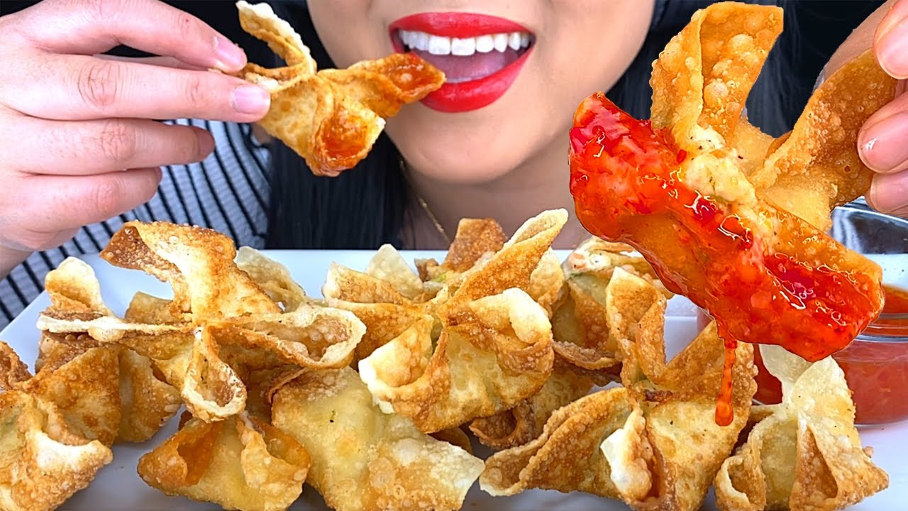 ASMR CRAB Rangoon with Sweet Chili Sauce EXTREME CRUNCH | No Talking | ASMR Phan