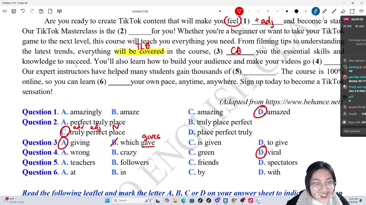 Chữa Đề thi cuối học kì 1 lớp 12 môn Tiếng Anh: Sở giáo dục và đào tạo Nam Định
