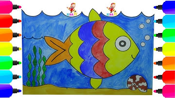 Bé tập tô màu con cá 🐠🐠🐠 Dạy bé tô màu nước 🎁🎁🎁 Fish Coloring Page
