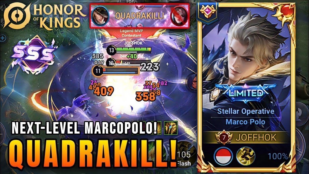 QUADRAKILL! Смертоносный настоящий урон Марко Поло и невероятный геймплей нового уровня | Honor o...