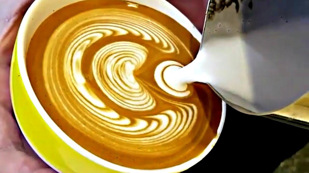 Compilación satisfactoria de ejercicios de arte con leche de barista |  El Café |  Chill Jazz Hip Hop |  lo fi