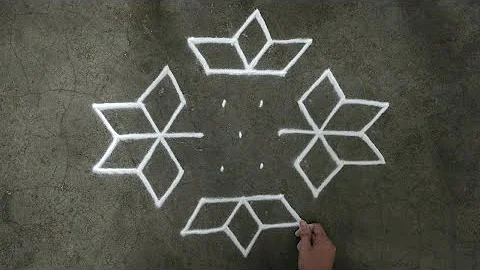 Beautiful dots rangoli designs for daily 7×4 dots kolam rangoli designs | kolam with dots | रांगोळी
