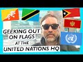 Watching flags go up at the UN building!