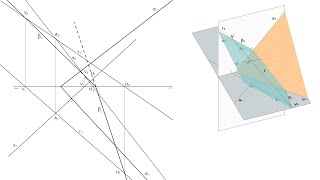 Plane perpendicular to another that contains a given line in orthographic projections system