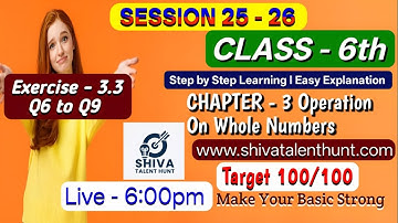 👉 🔴 Live Class 6 Math