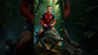 Shocking‼️CR7 🐊 Riding a Crocodile To Defeat Messi 🐆 Riding a Leopard 🏆#ronaldo  #messi  #neymar