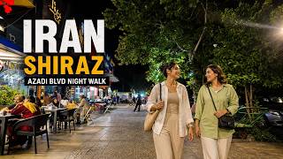 Night Walk in Azadi Boulevard, Shiraz, Iran | Relaxing City Walking Tour 4K