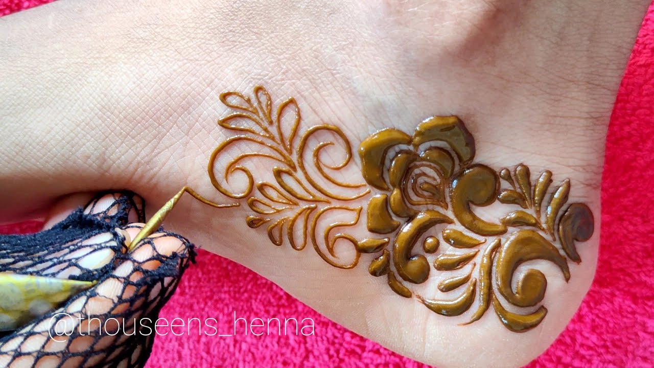 Latest Trending Bold Feet Henna Design Tutorial | Most requested feet Henna Tutorial | by Thouseen