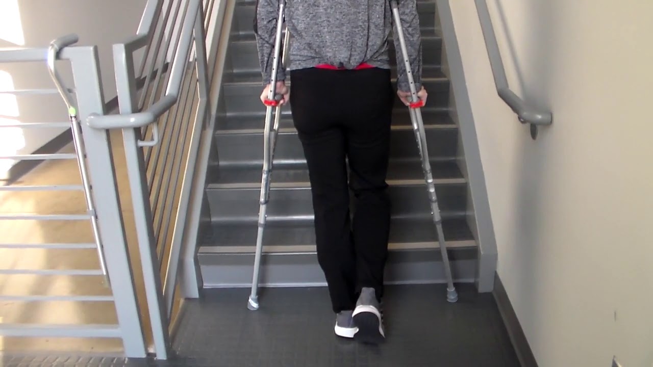 GAIT TRAINING non weight bearing crutches on stairs YouTube