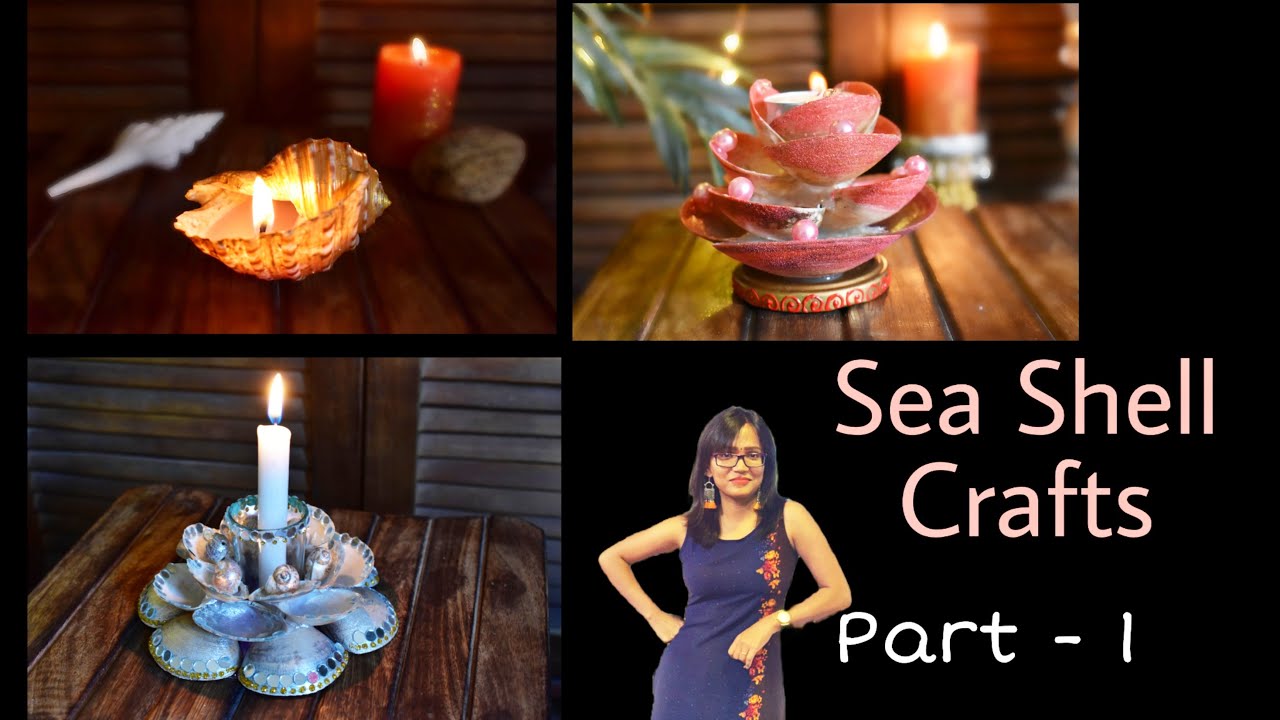 Most Beautiful Sea Shell /Conch Craft Ideas | Candle Holder Making At ...