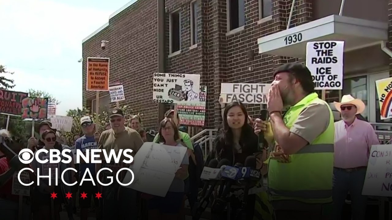 Protesters gather outside ICE facility in Broadview, Illinois