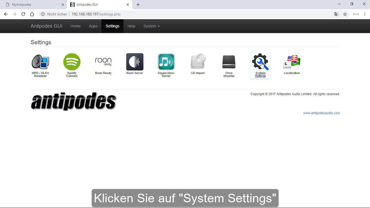 antipodes musikserver externen dac konfigurieren