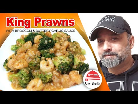 King Prawns with Broccoli Cooked in Buttery Sauce, Best Prawns Recipe.