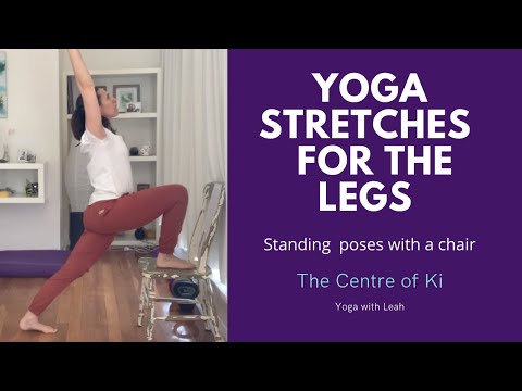 Yoga stretches for the legs - Standing poses with a chair