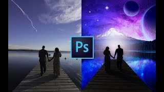 Photoshop Manipulation Process - Space Lake Lovers