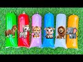Menemukan Dan unboxing Mainan Hewan, Sapi moo, Sapi Belang, Singa, Gajah, Kuda, Kingkong, Jerapah
