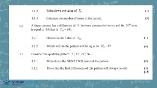 Linearquadratic Progression November 2015 Mathematics Paper 1 Question 3 Grade 11