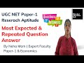 Research Aptitude!! Most Expected &amp;Repated  Questions  Answer (MCQ)  by Neha Mam
