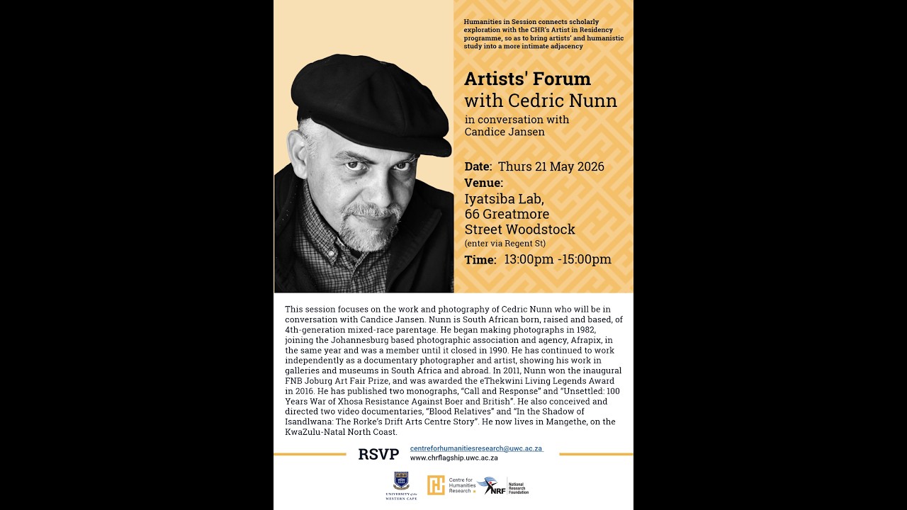 Humanities In Session | Cedric Nunn: Conversations, Thoughts, Experiments | 21 May 2026