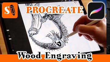 Inking Nidhoggr Dragon with Wood Engraving Brushes in Procreate