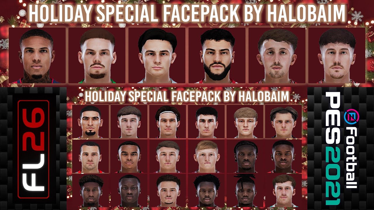 Праздничный новогодний набор лиц от Halobaim Facemaker для PES 2021 и Football Life 2026