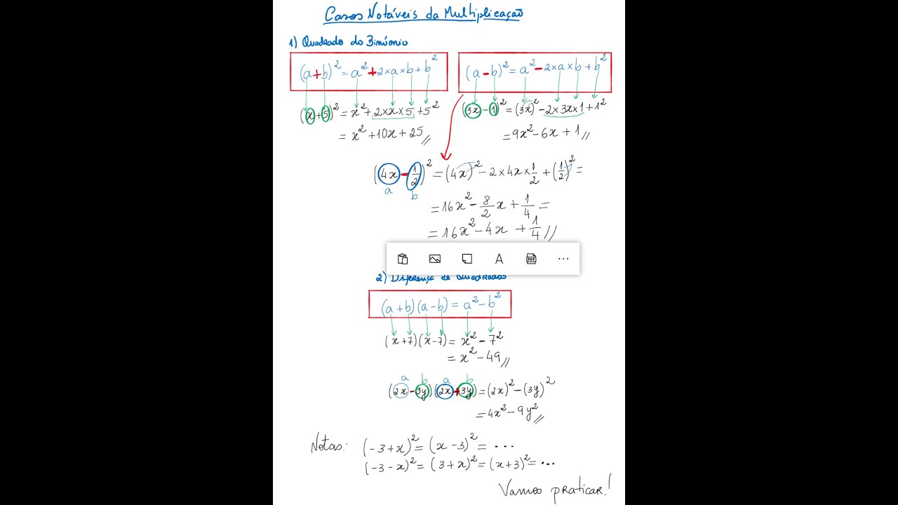 Casos Notáveis Da Multiplicação De Polinómios