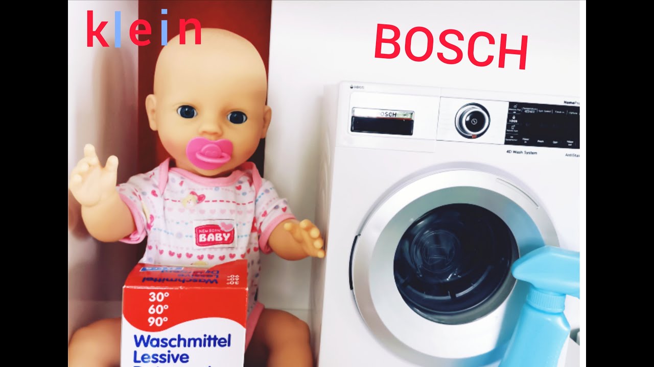 СТИРАЛЬНАЯ  МАШИНА BOSCH klein стираем с ВОДОЙ💦Распаковка и Обзор игрушки👀