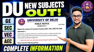 🚨DU SEC, VAC, AEC & GE Explained |  Additional  Subjects out! 😱Full Details 