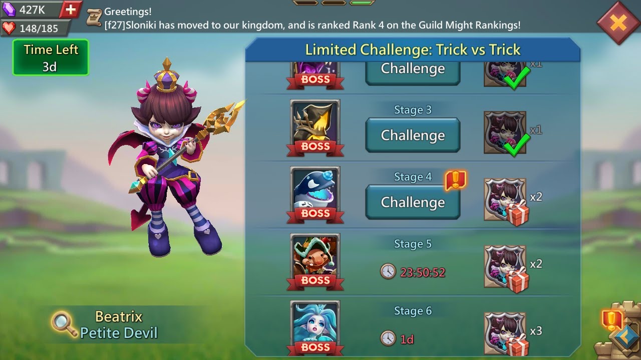 Lords mobile limited Challenge: trick vs trick | Petite Devil stage 4 | Beatrix stage 4
