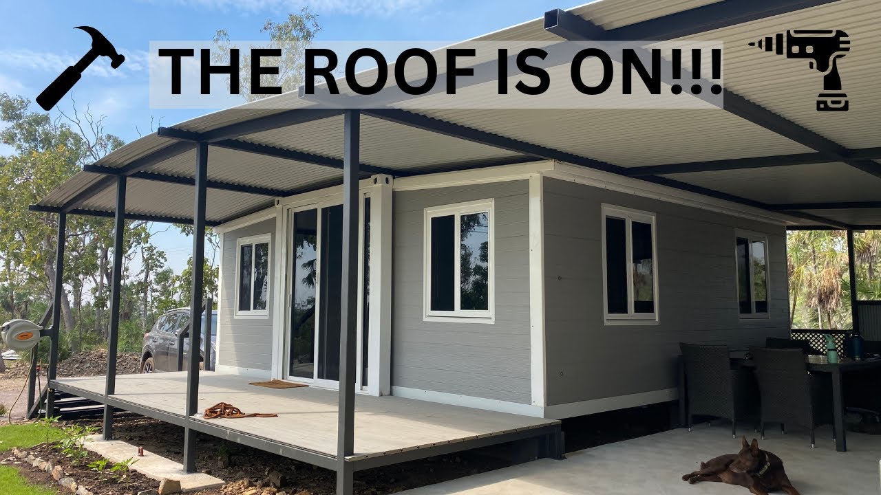Расширяемый контейнерный дом получает кровельные листы!!! Платиновый расширитель Granny Flats Pla...