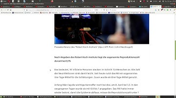 neue Reproduktionszahl R auf 0,75 - niedrigste bis jetzt (Stand 29.April 2020)