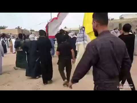 جانب اخر من عراضة قبيلة المواجد إلى قبيلة بني كعب بقيادة الشيخ علي حسن هاشم السدخان الماجدي