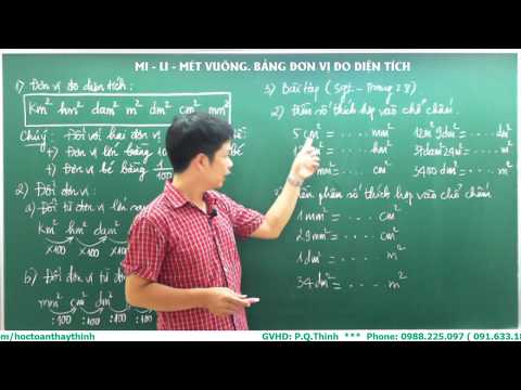 Video Toán 5. MI - LI - MÉT VUÔNG. BẢNG ĐƠN VỊ ĐO DIỆN TÍCH - youtube