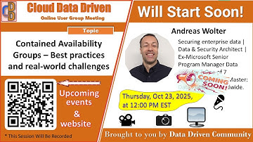 Cloud Data Driven | 2025-10-23 | Contained Availability Groups | Andreas Wolter